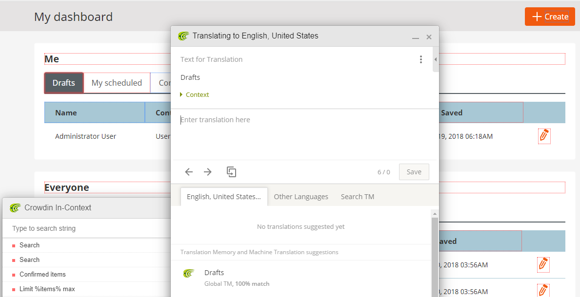 In-context translation of Admin UI