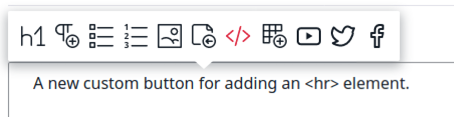 Custom button inserting an <hr> into RichText