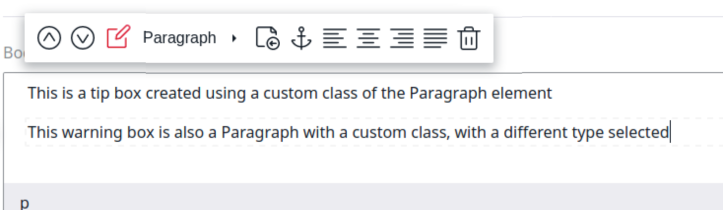 Selecting a custom style for a paragraph