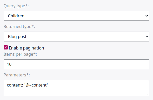 Content query Field definition