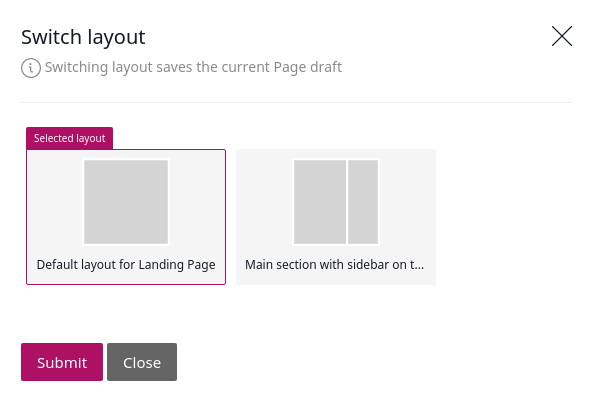 Select layout window