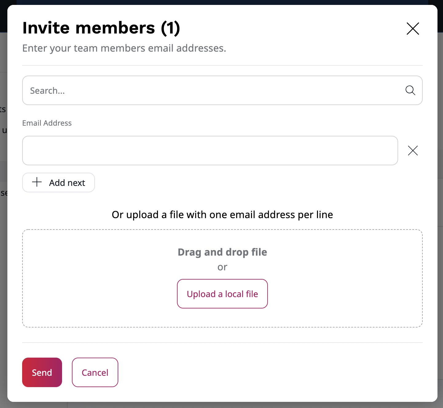 Inviting members of your team