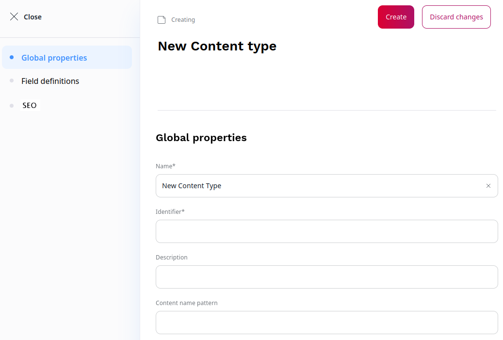 Creating a new Content Type