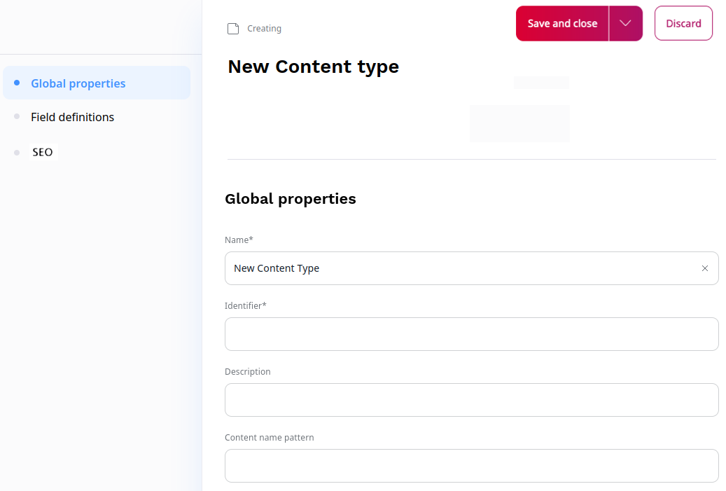 Creating a new content type