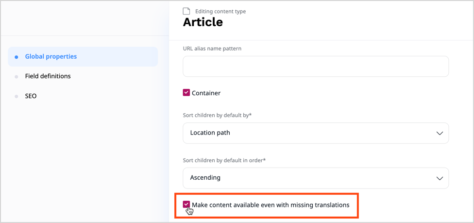 Default content availability