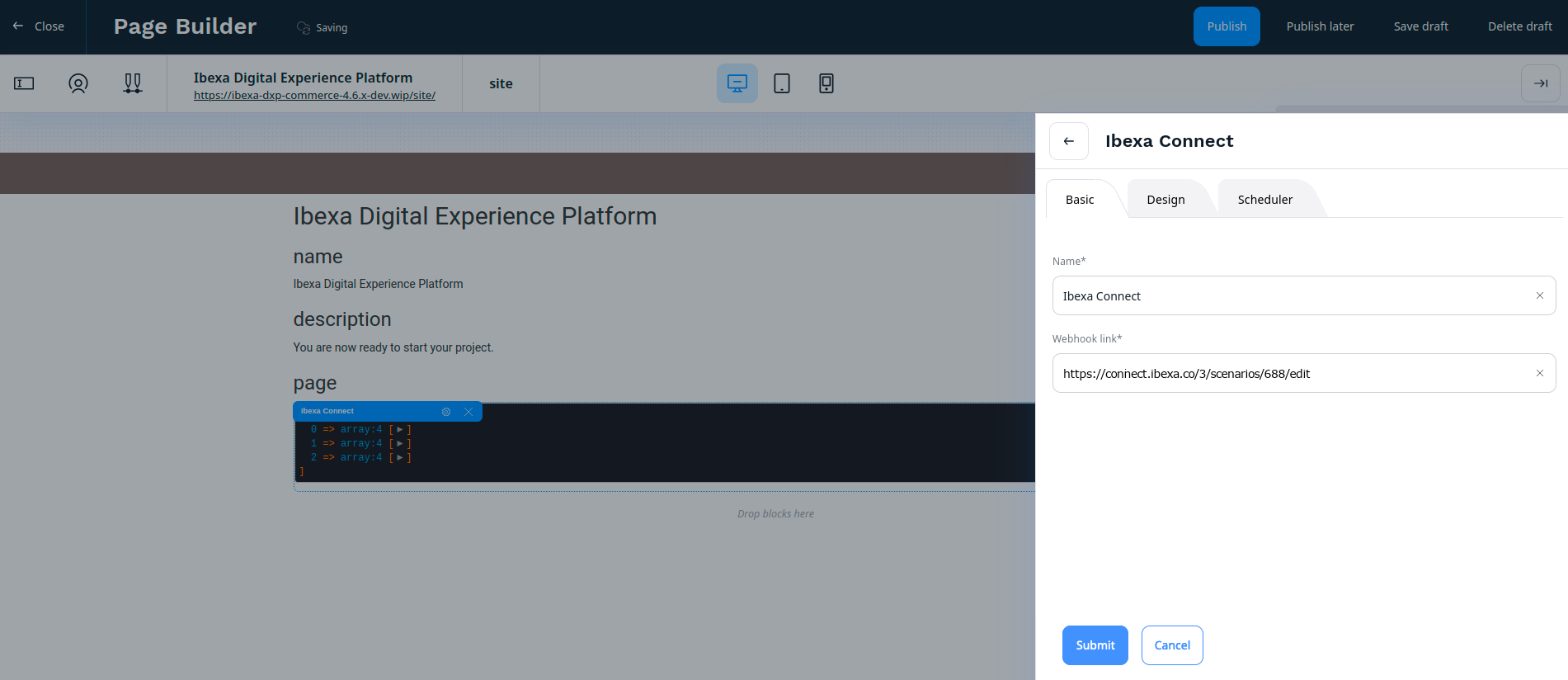 Ibexa Connect Basic tab