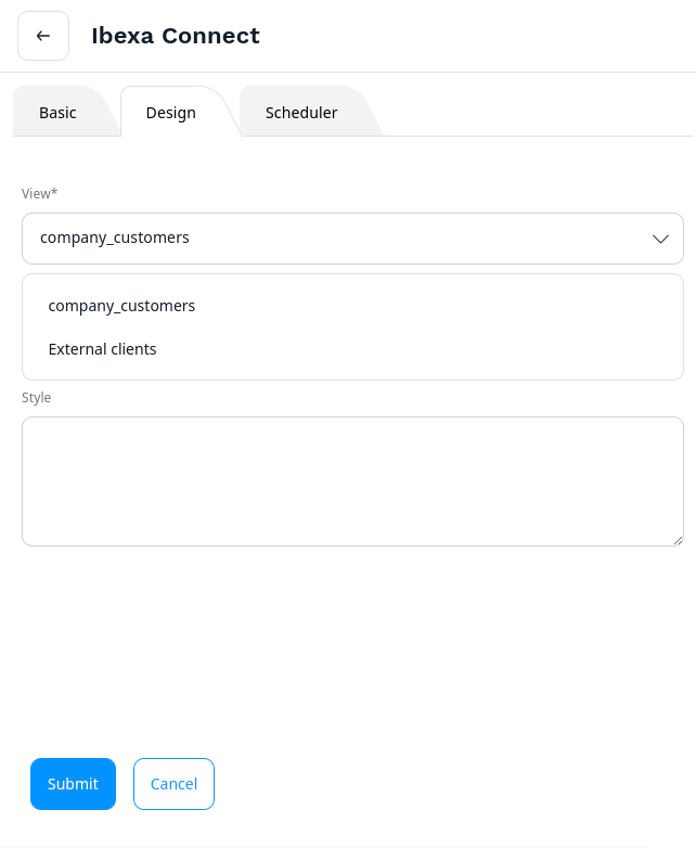 Ibexa Connect Design tab