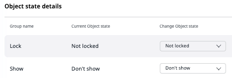 Object states in content item’s Details