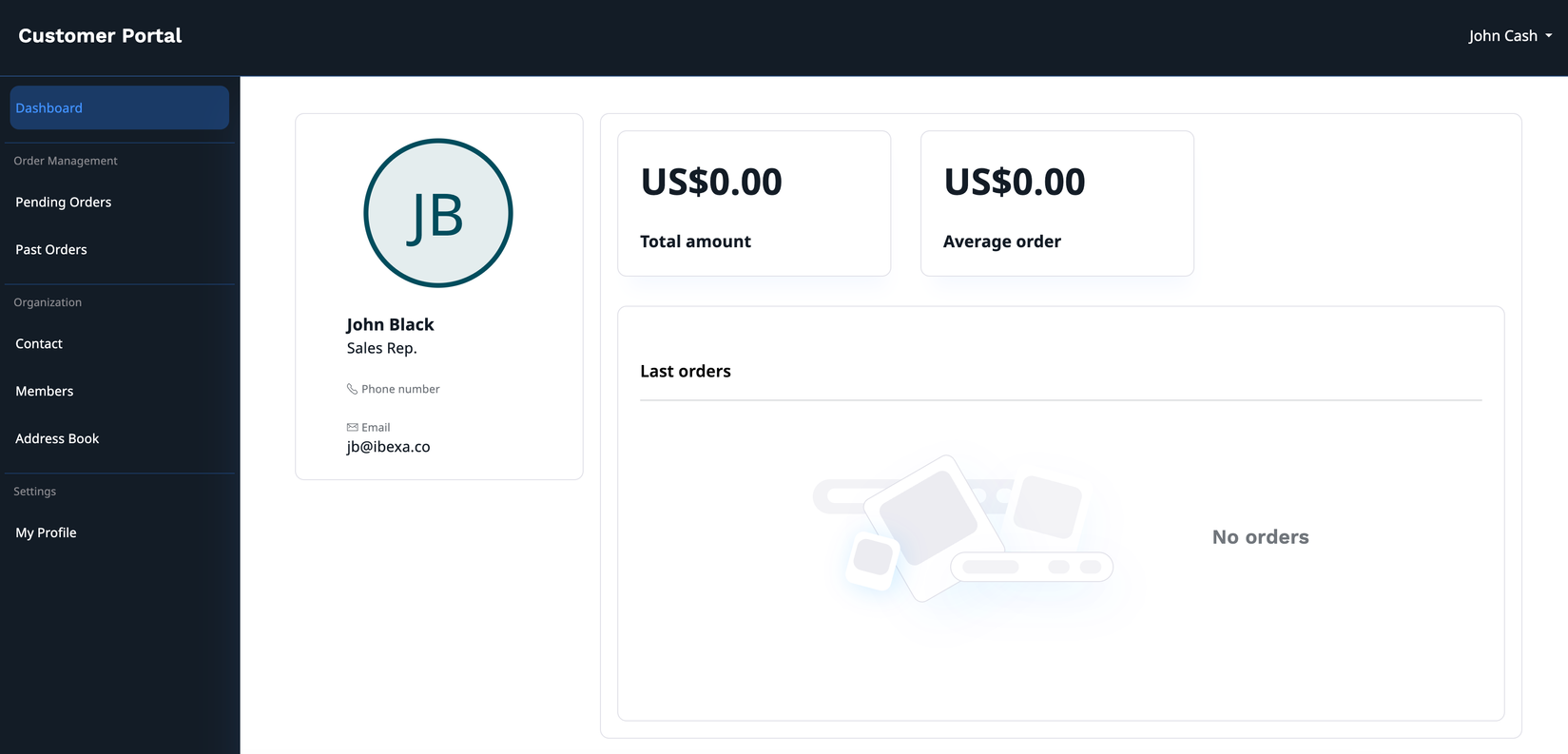 Customer Portal dashboard