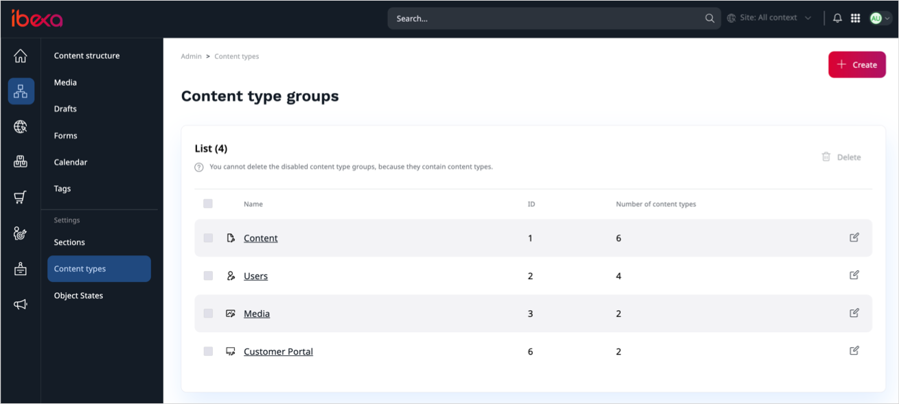 Creating a content type