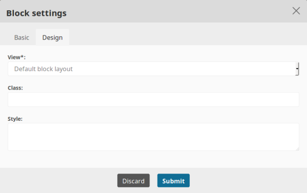 Setting the styling in Block configuration