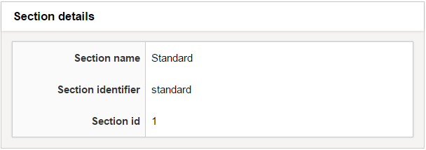 Section details in Details tab
