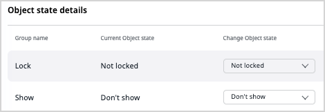 Object states in content item’s Details