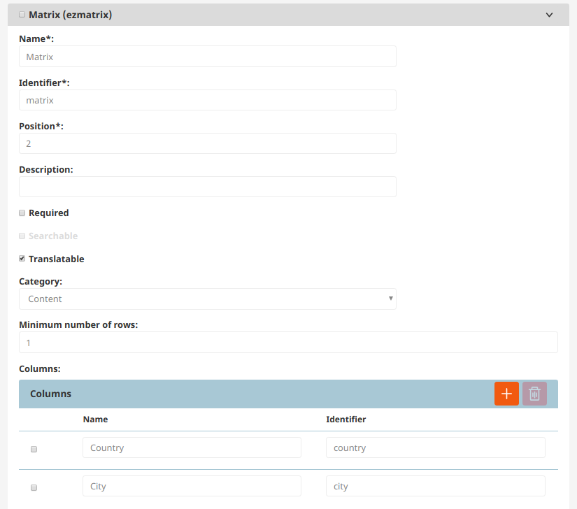 Configuring a Matrix Field Type