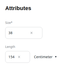 Adding measurement attribute values to product