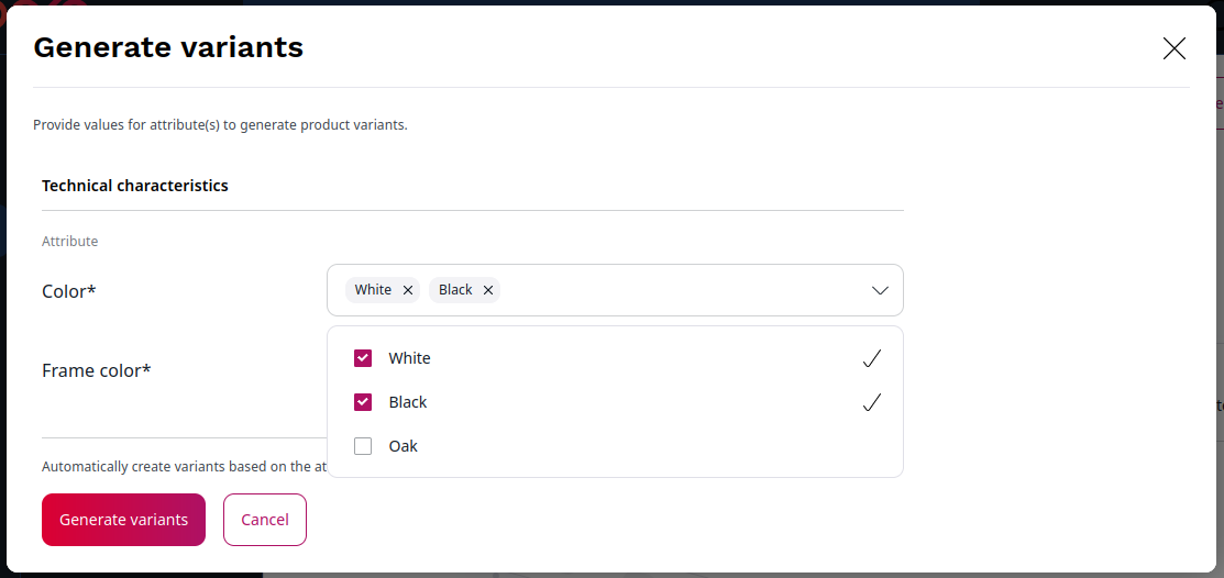 Generating product variants