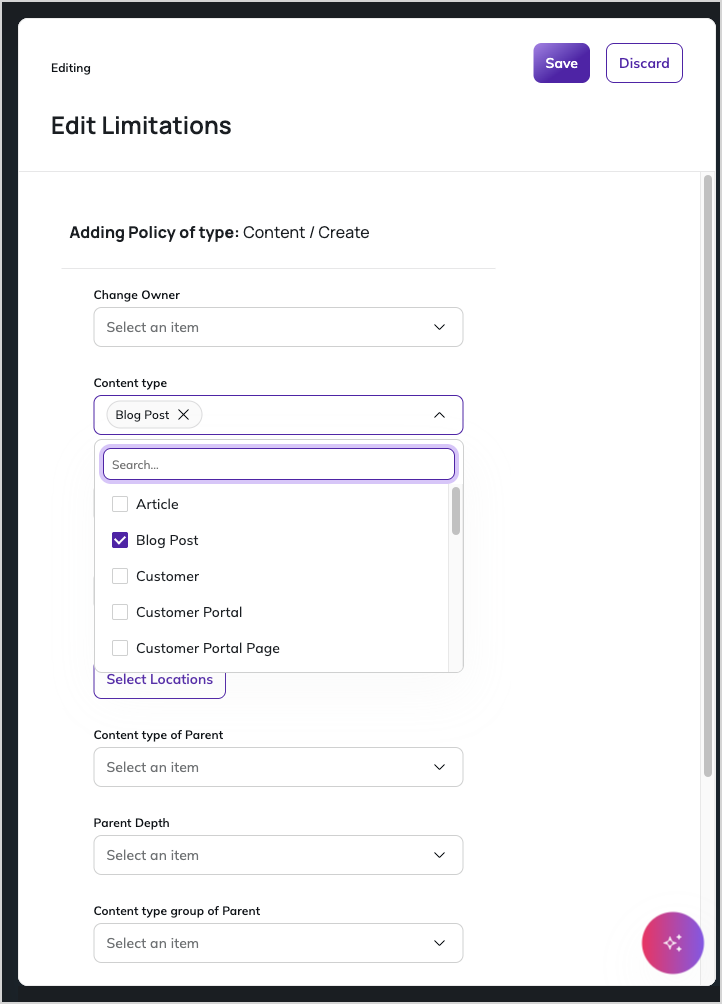 Adding limitations to a policy