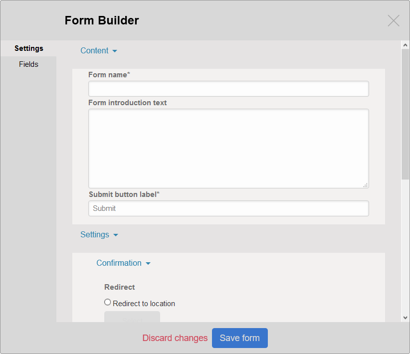 Form Builder settings