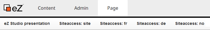 Top bar with list of siteaccesses