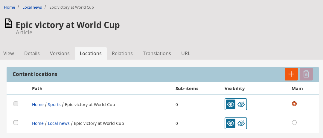 Content with two locations