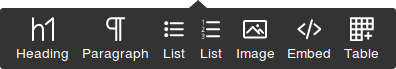 Available Rich Text block elements
