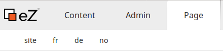 Top bar with list of siteaccesses