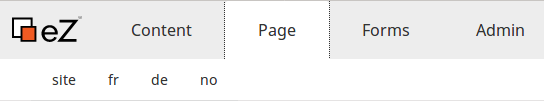 Top bar with list of siteaccesses