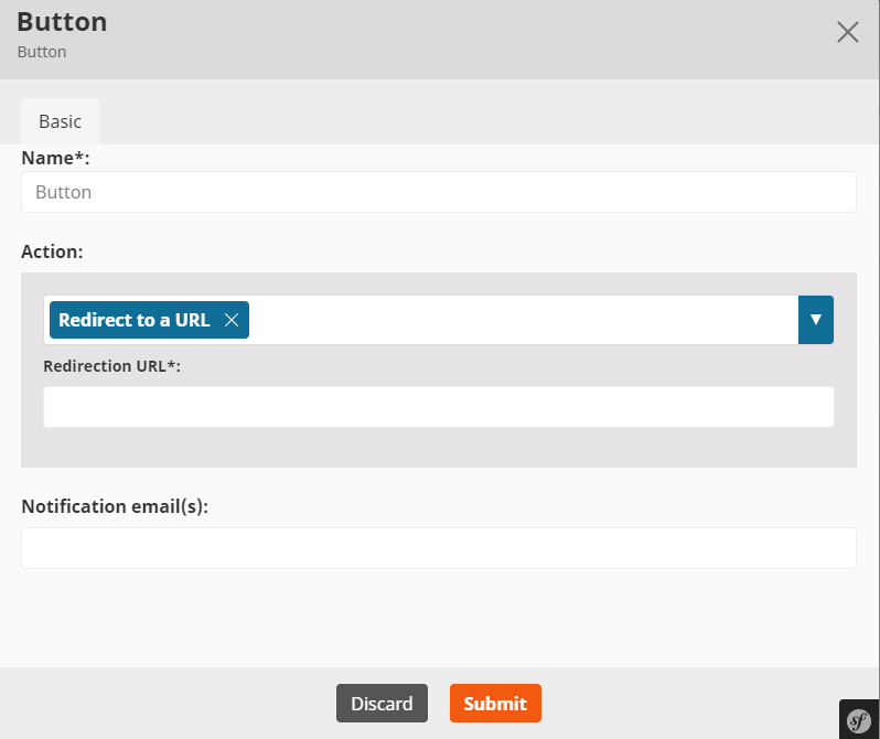 Options of a Form submission button