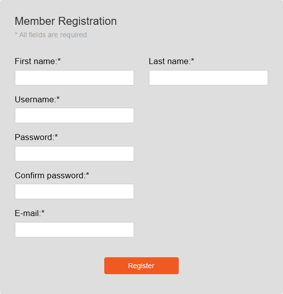 User registration form