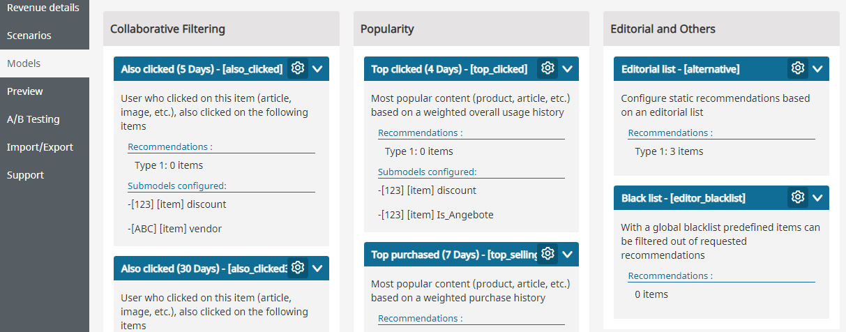 Dashboard models