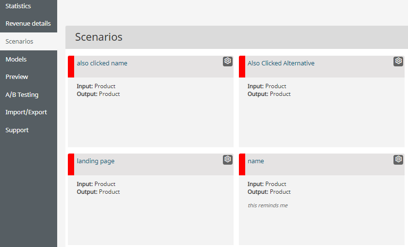 Dashboard scenarios