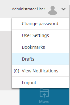Administrator User list of all Drafts