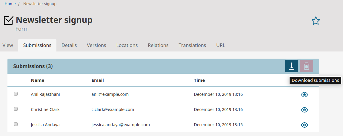 Form Builder submissions