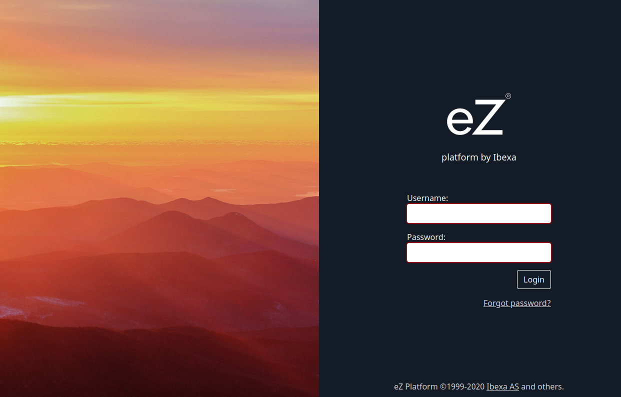 Login screen