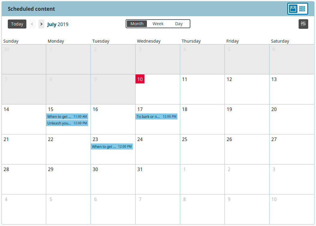 Calendar widget