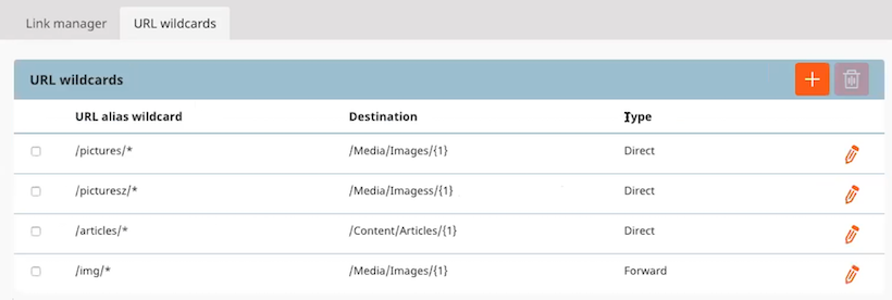 URL wildcards tab