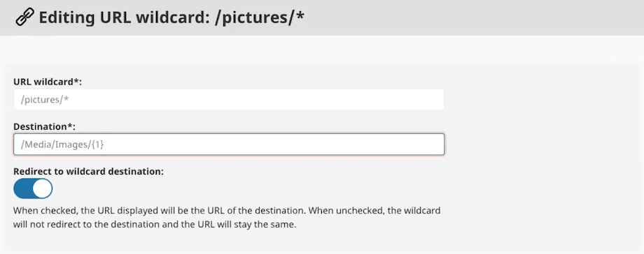 Editing a URL wildcard definition