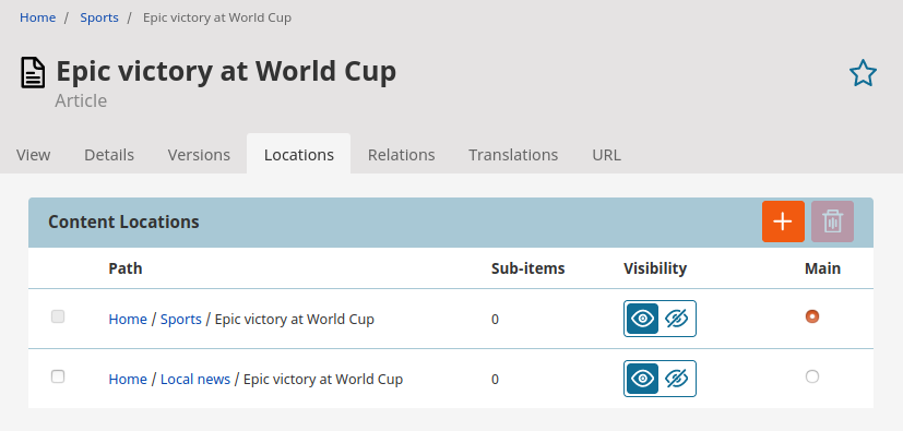Content with two locations