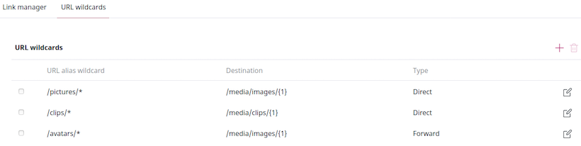 URL wildcards tab