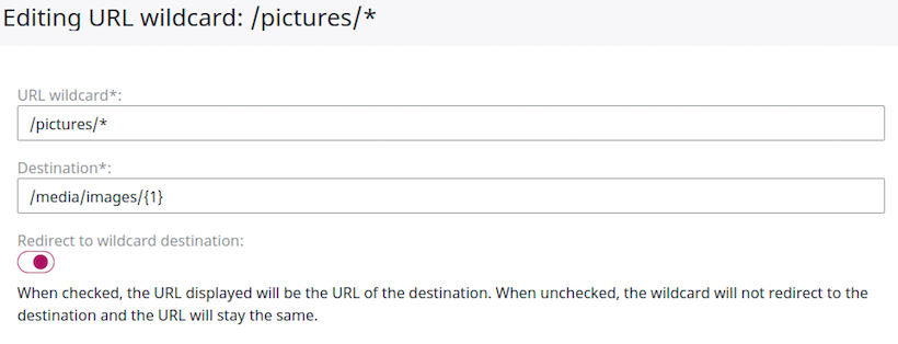 Editing a URL wildcard definition