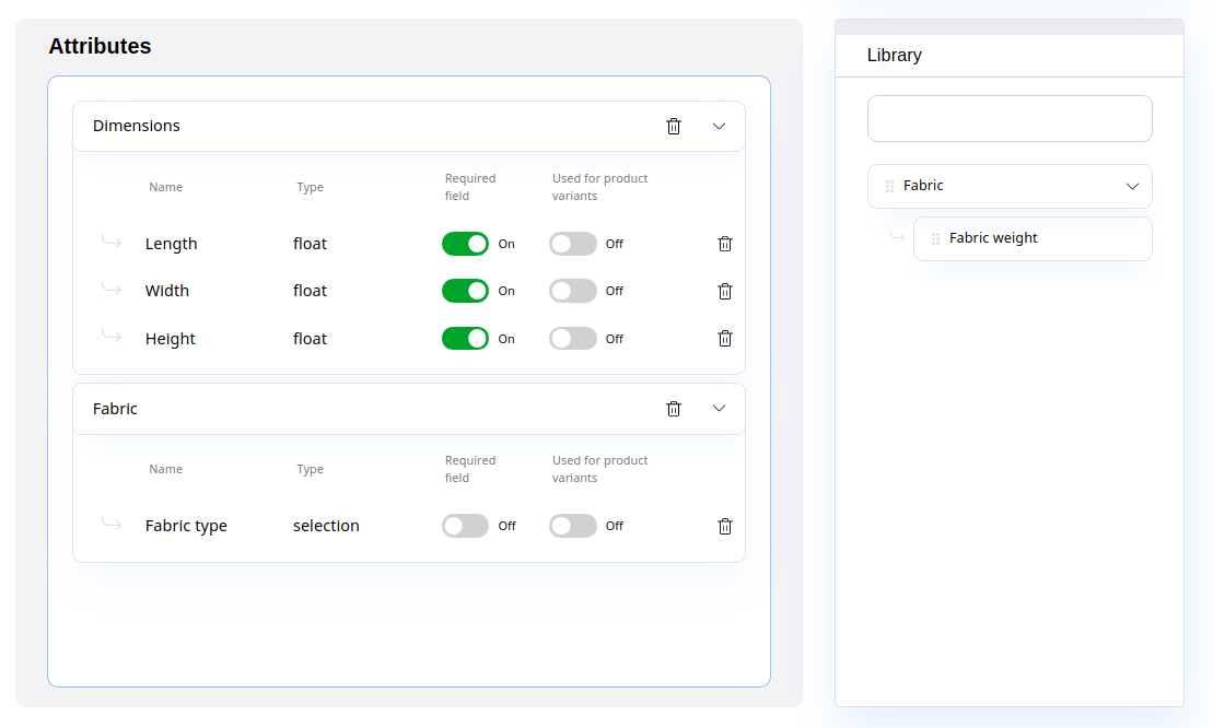 Adding attributes to a product type
