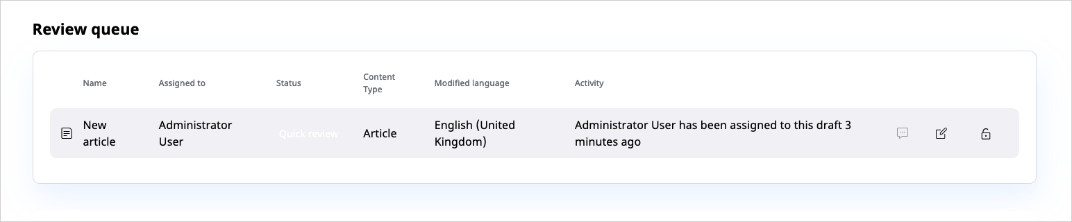 Review queue in the dashboard