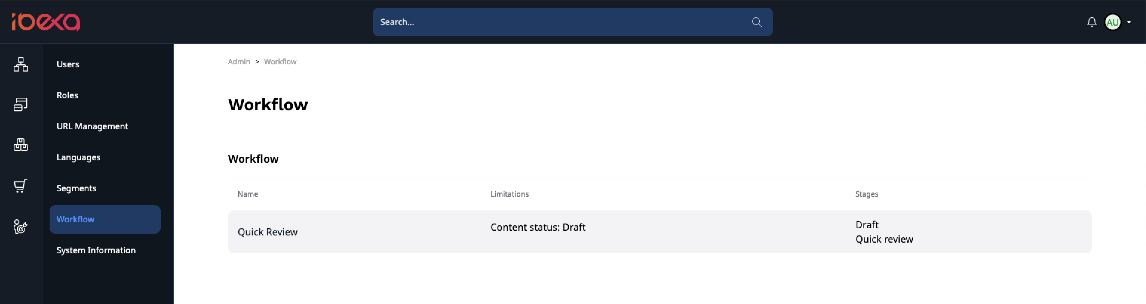 Workflow in Admin Panel