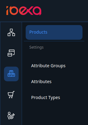 Product catalog in the menu