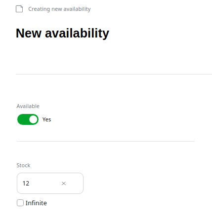 Setting product availability and stock