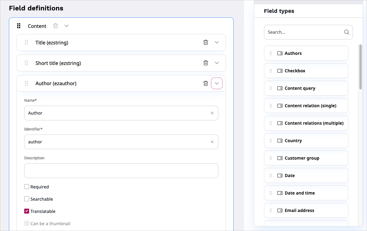 Adding and removing Fields