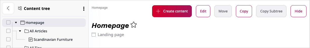Selecting Page for editing