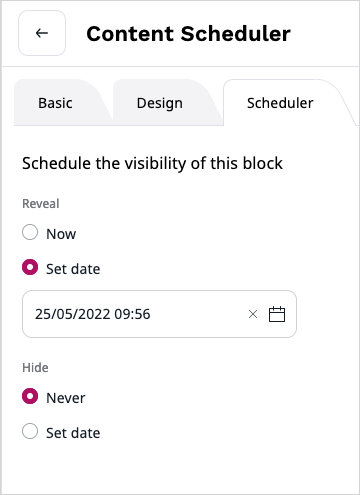 Schedule tab