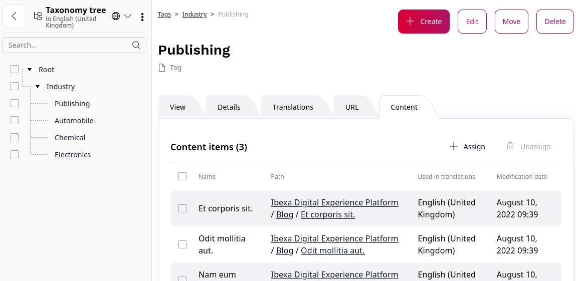 Content list