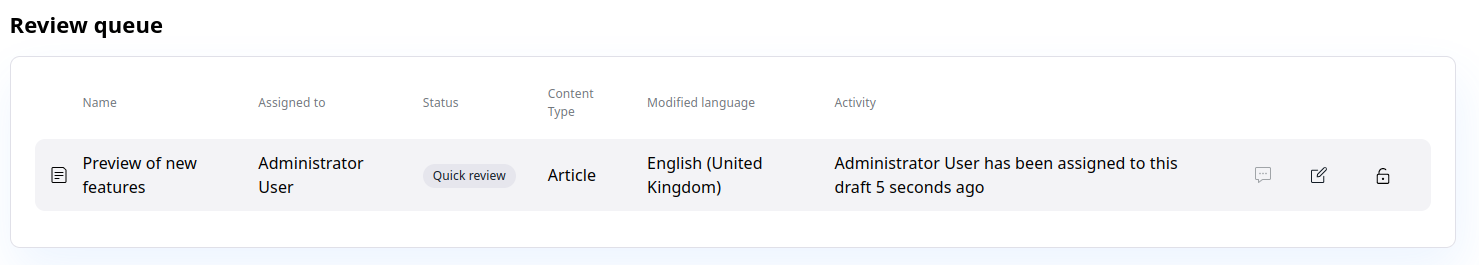 Review queue in the dashboard